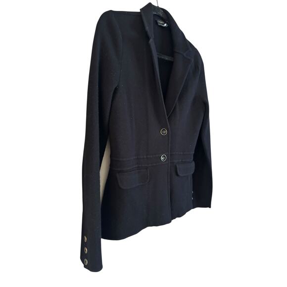 Talbots Women’s 100% Merino Wool Blazer 2 Button Black Size Small Minimalist - Picture 2 of 6